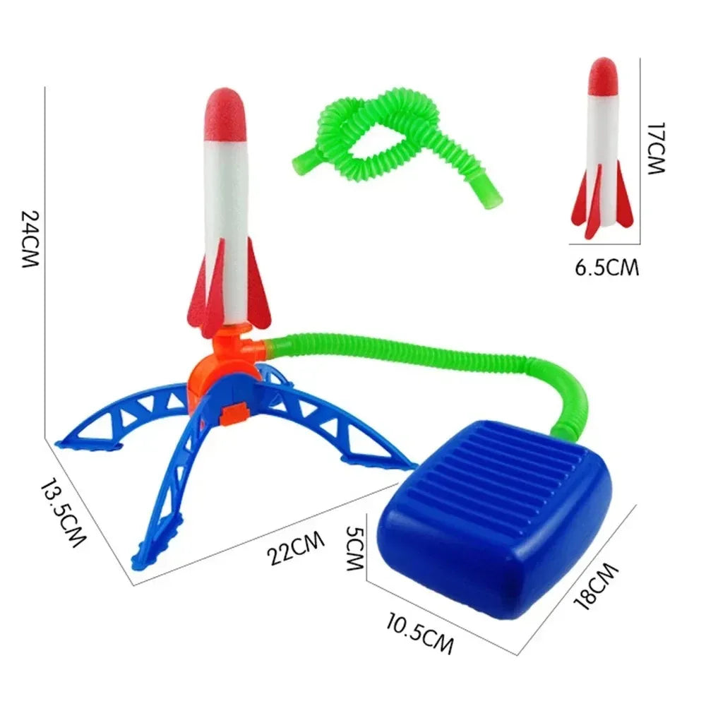 Kids Air Rocket Foot Pump Launcher Toys Sport Game Jump Stomp Outdoor Qme