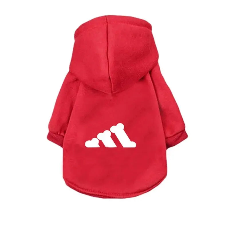 Trendy Bone Letter Print Pattern Designer Pet Cat Clothing Autumn And Winter Thickened Warm Hooded Dog Sweater Fashion Clothes Qme XXL red