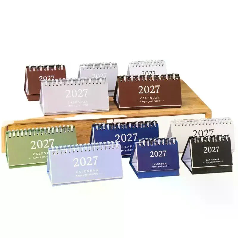 2027 Mini Standing Desk Calendar Coil Flip Monthly Planner Compact Qme