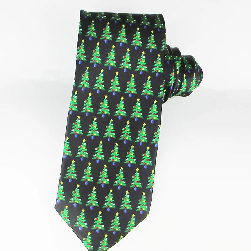 Luxury Silk Tie Man Green Wide Necktie Print Red Black Deer Sleigh Qme RT10
