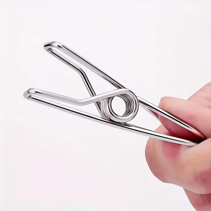 20pcs Stainless Steel Clothes Pins, Durable Clothes Pegs, Multi-Purpose Metal Wire Utility Clips For Laundry Home Kitchen Qme