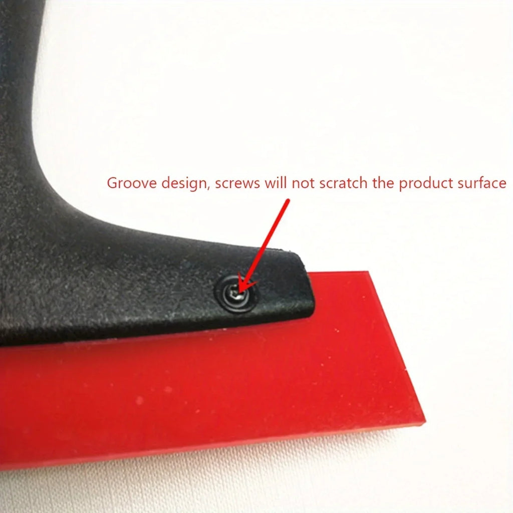 Car Window Rubber Squeegee, Black Handle Red Rubber Car Auto Ice Scraper Window Snow Removal Cleaning Tool, Qme