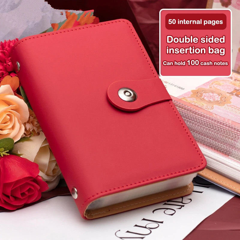 Banknote Storage Book Made Of PU Material, Can Hold 100 Banknotes, With Banknote Photos, Stamps, Bank Card Storage Book Qme K