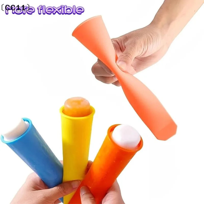 Reusable Silicone Popsicle Molds Lids Tubes Leak-proof Easy One-press Qme