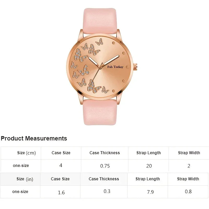 2pcs/set Butterfly Ladies Quartz Watches Fancy Women Watches Jewelry Sophisticated And Stylish Women Watch Qme