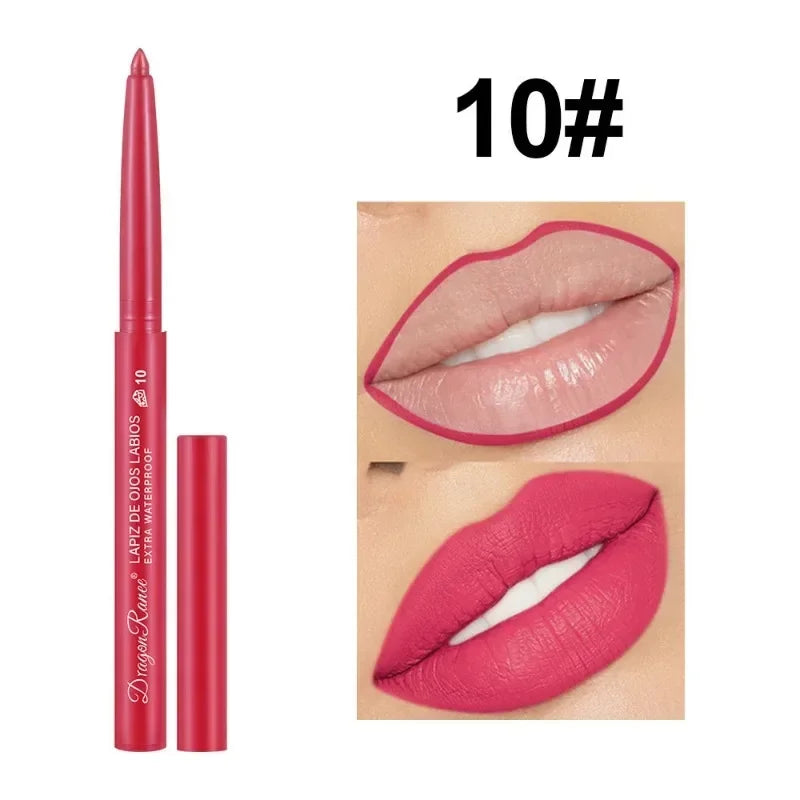 Waterproof Matte Lipliner Pencil Sexy Red Contour Lip Tint Lip Stick Lasting Moisturising Non-stick Cup Lips Makeup 12Colors Qme 10