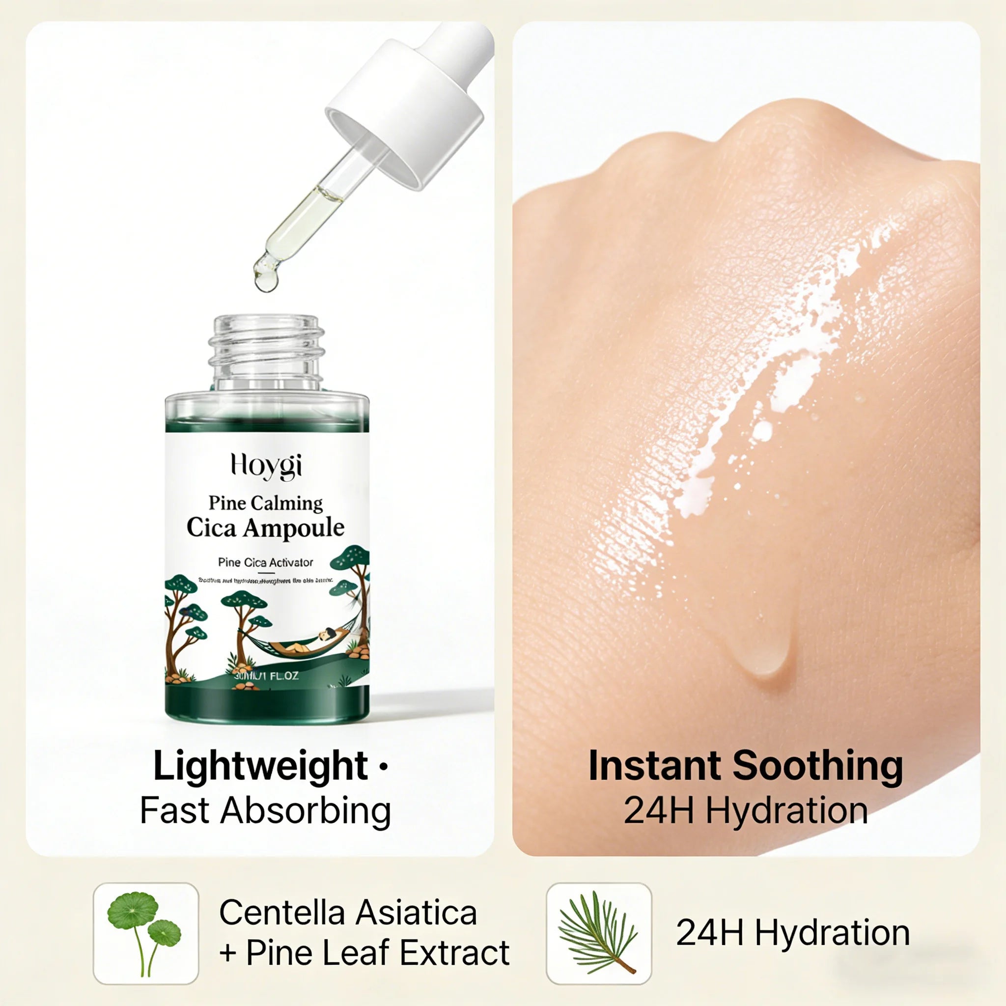 Pine Calming Cica Ampoule Hydrating Soothing Serum Hyaluronic Acid Skin Barrier Strengthening Calming Moisturizing DailySkincare Qme