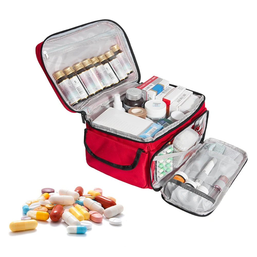 High-Capacity Portable First Aid Kit, Travel Medicine And Medication Storage Bag Oxford Cloth Organizer Box Emergency Survival Qme