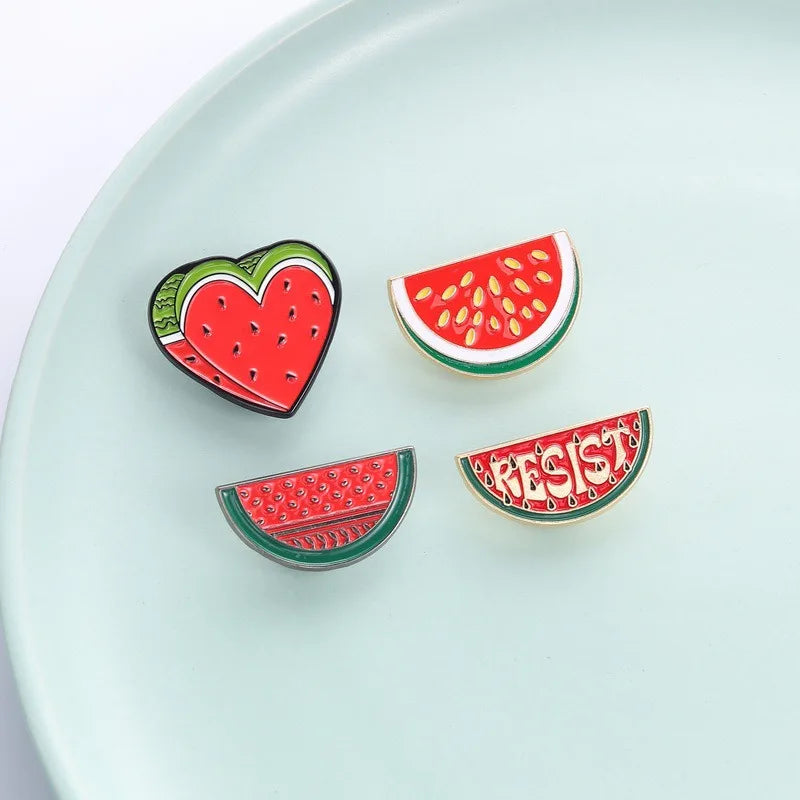 Cute Cartoon Watermelon Metal Enamel Brooch Summer Fruit Lapel Pin Badge for Backpack Clothes Hat Fashion Jewelry Holiday Gift Qme