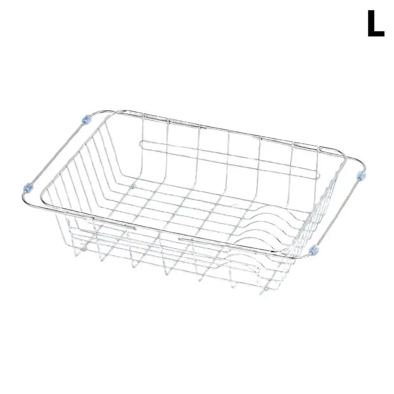 Extendable Sink Drainer Dish Vegetable Fruit Washing Basket Kitchen Qme Silver L