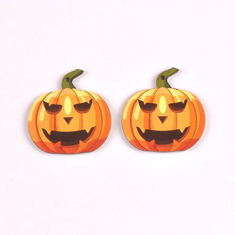 10pcs 18-60mm Creative Witch/Pumpkin/Bat Wooden Pendant Hanging Decortaions DIY Crafts Halloween Ornaments Party Decor Home Gift Qme 3
