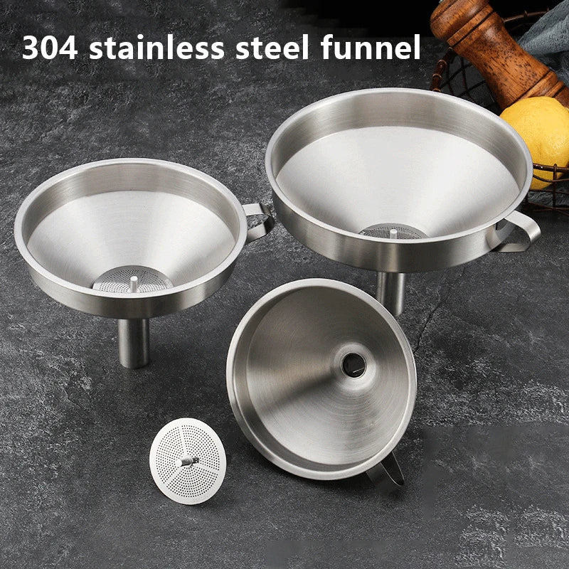 Stainless Steel Metal Funnel For Canning Kitchen Tools Kitchen Accessories Wide Mouth Funnels Bar Wine Beer Oil Flask Funnel Qme