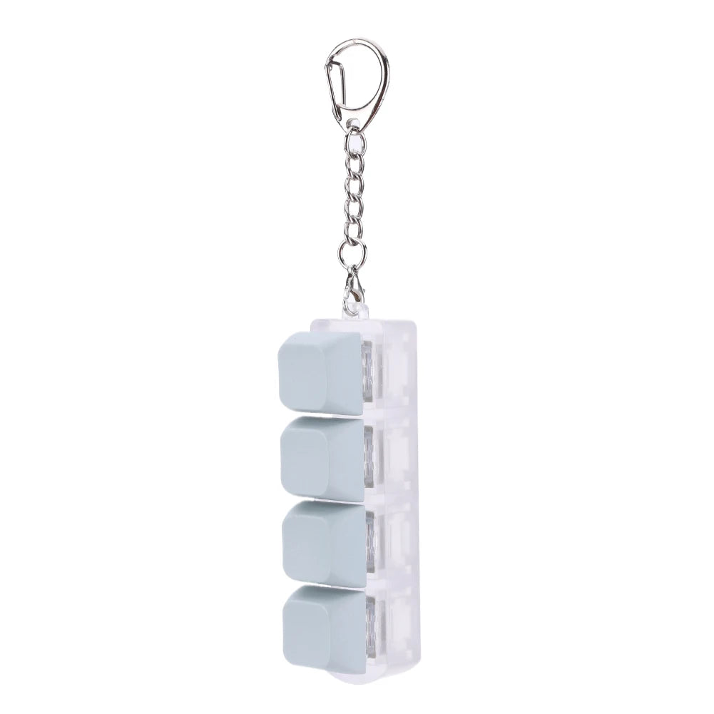 Keyboard Key Toy 4 Keys Button Keycap Fidget Keychain Keyboard Clicker Toy Keyboard Cube Toy for Adult Gifts To Relief Pass Time Qme Light Blue