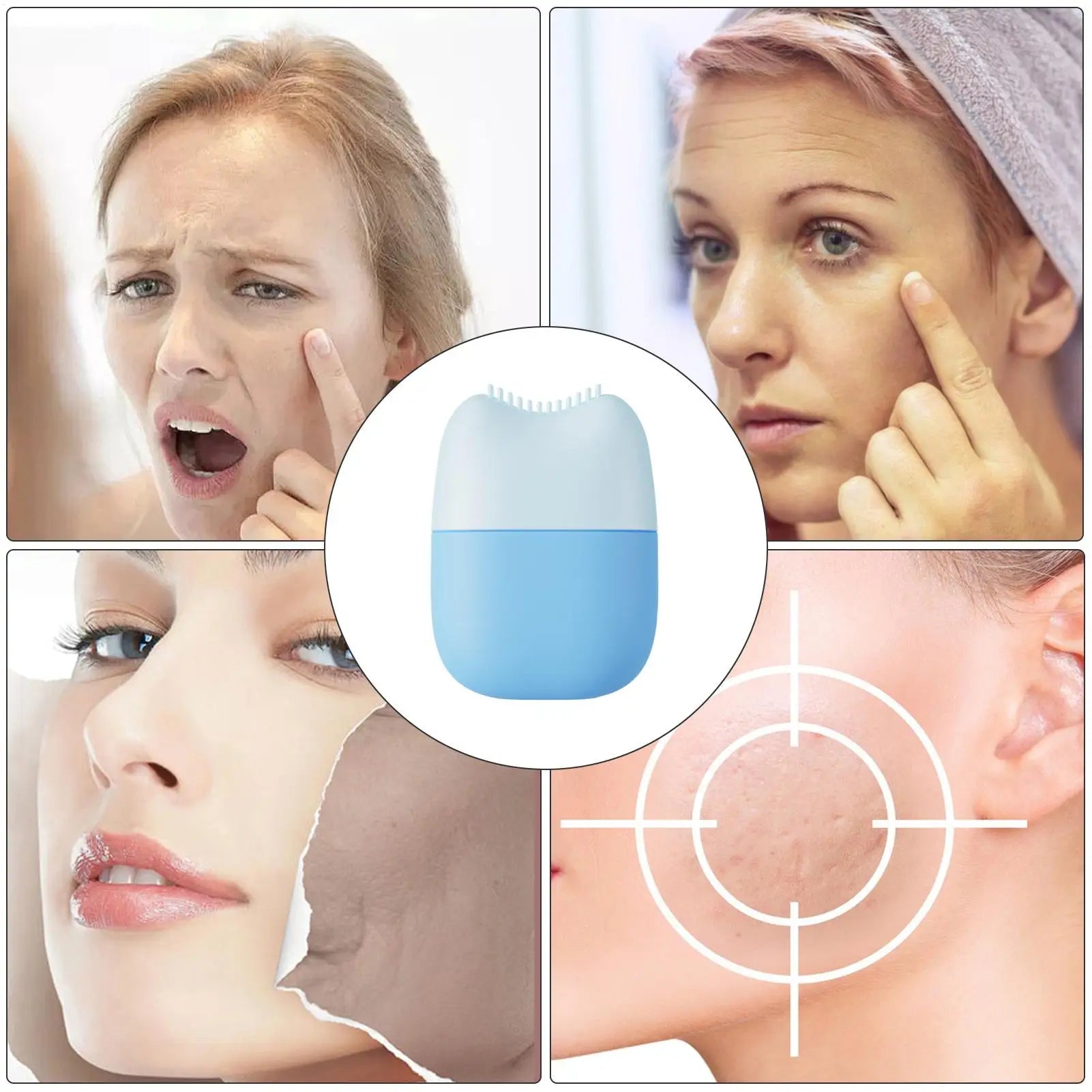 Silicone massage face ice tray Eyes Facial Massager Tool Large Pores Reduction Cooling Face Roller Eliminating facial puffiness Qme