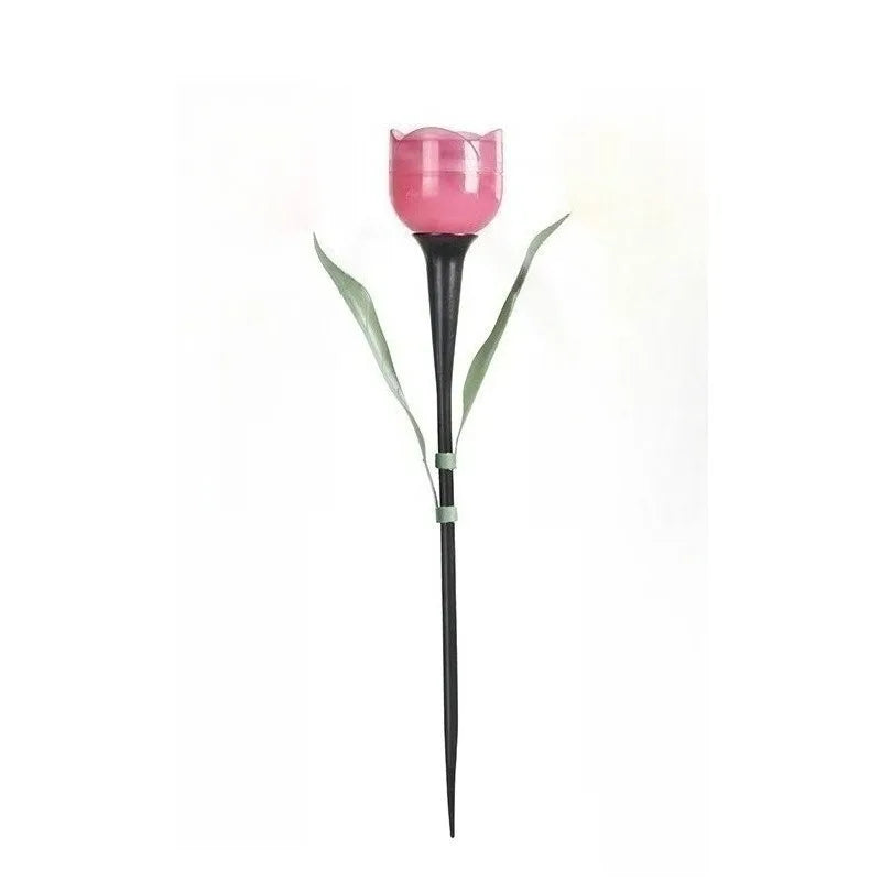 Garden Tulip Flower Shape LED Solar Powered Waterproof Tube Lawn Qme Pink