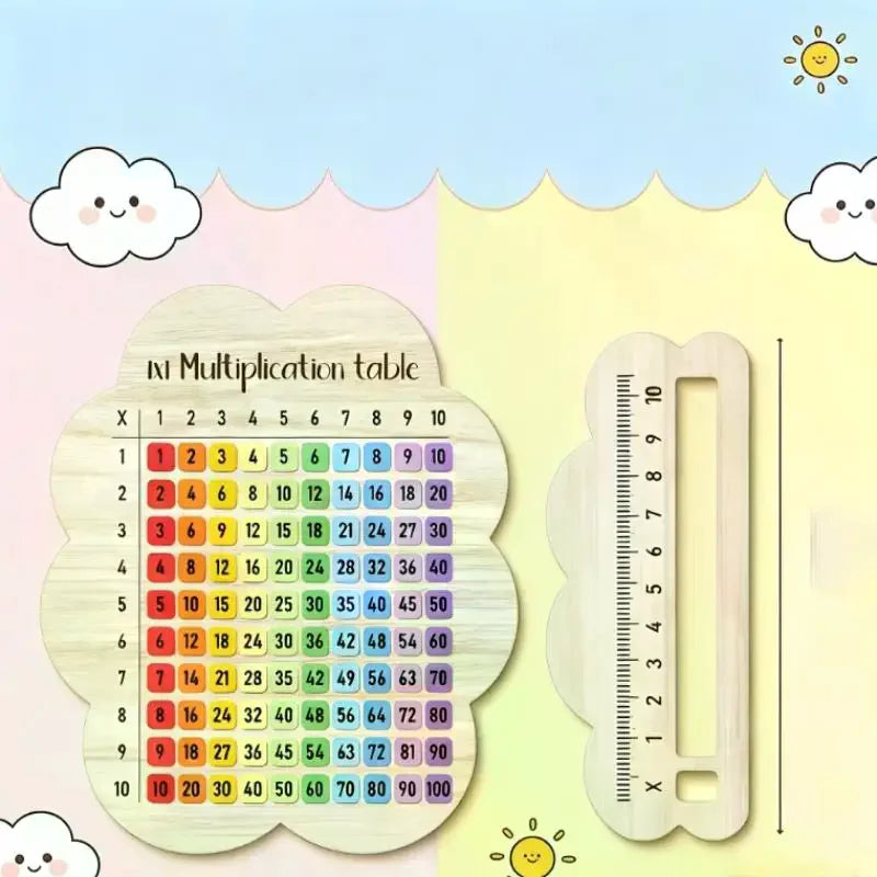 Wooden Multiplication Board Colorful Math Puzzle Educational Toy Qme
