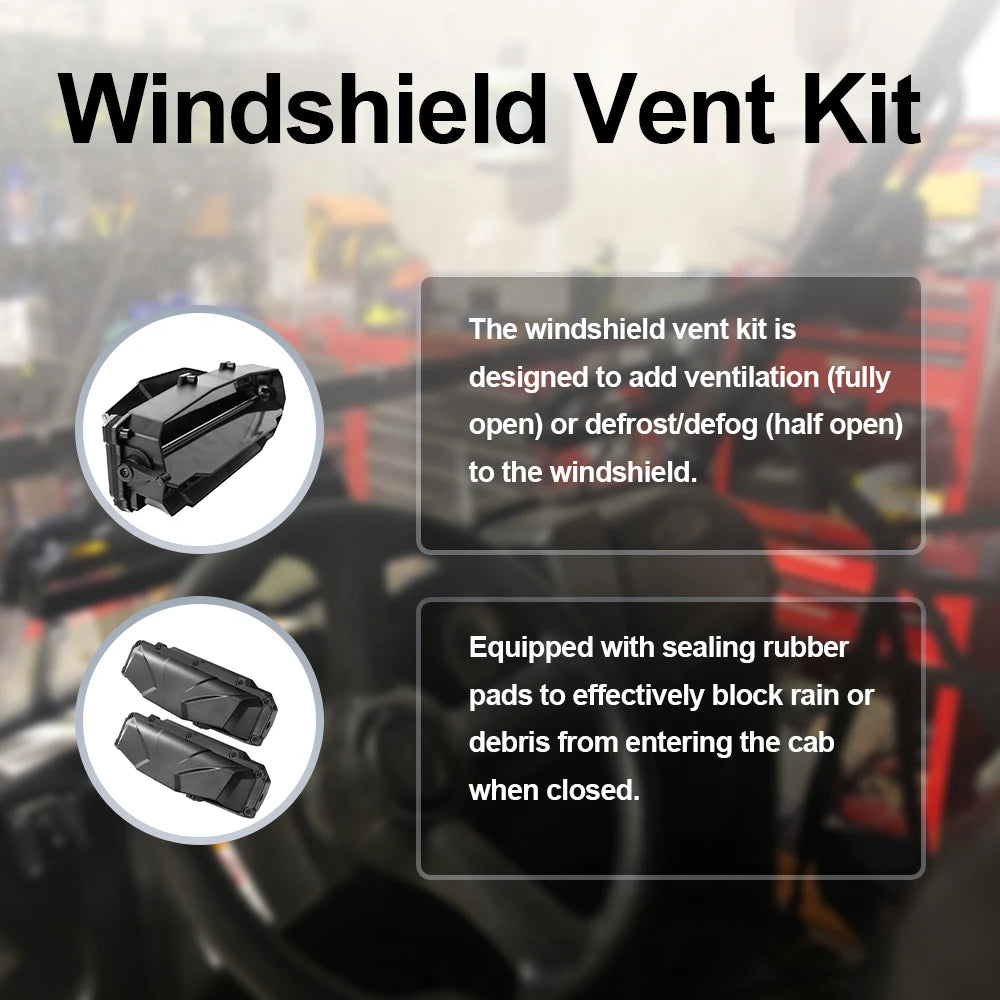 Windscreen Vent Kit UTV Vent Kit Self-Installed Windscreen Accessories for Hard-Coated Polycarbonate Windshields Qme