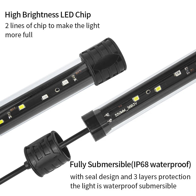Fish Tank Light Underwater Lighting Submersible Lamp Plant Grow 110V Qme