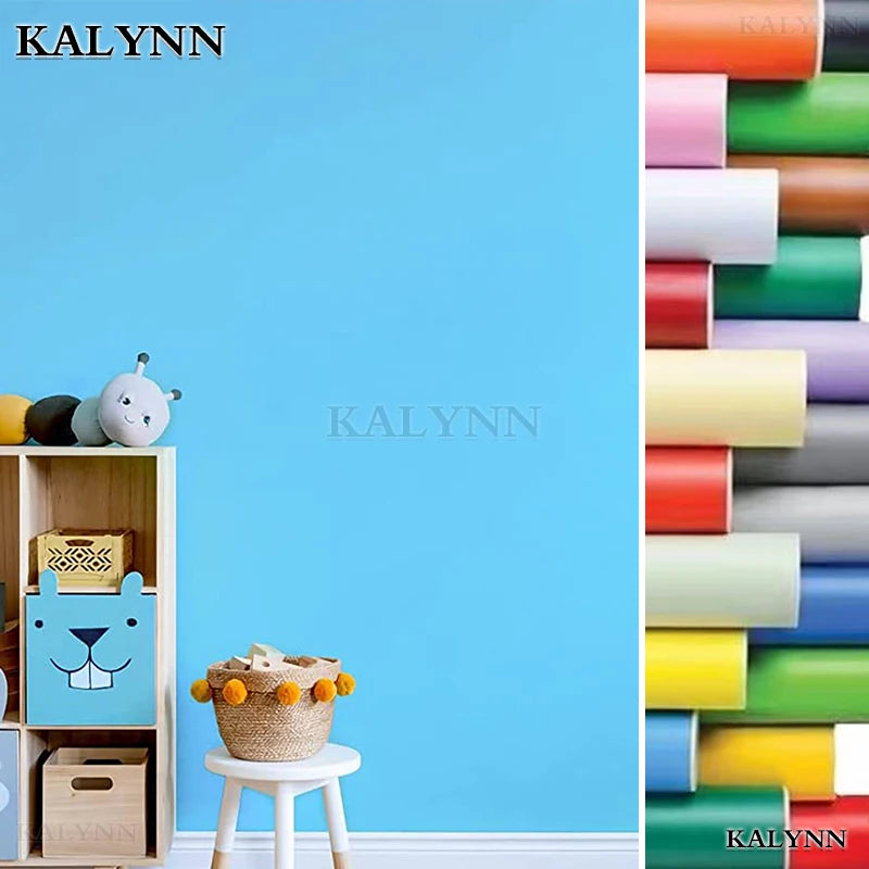 Solid Peel Stick Wallpaper Vinyl Colored Wall Paper Self Adhesive PVC Qme