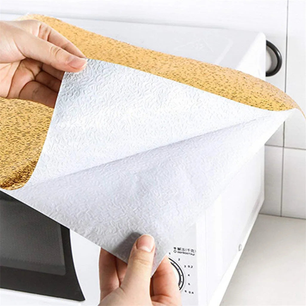 DIY Waterproof Oil Proof Aluminum Foil Self Adhesive Wall Sticker Gold Shiny High Aesthetic Utility Kitchen Stickers Qme