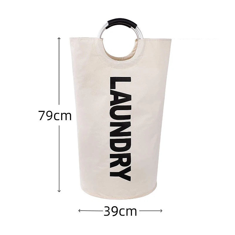 Oxford Fabric Waterproof Laundry Bag Dirty Clothes Storage Basket Qme 90L Beige