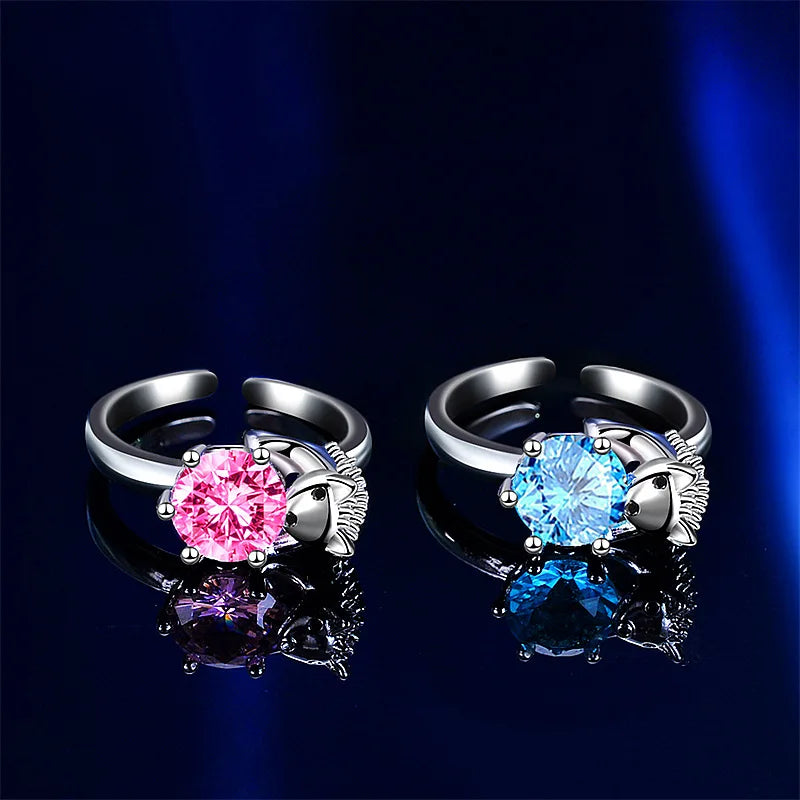 Fashion Hedgehog Multicolor Zircon Adjustable Sterling Cool Ring Fashion Women's Cocktail Party Jewelry Gifts Qme