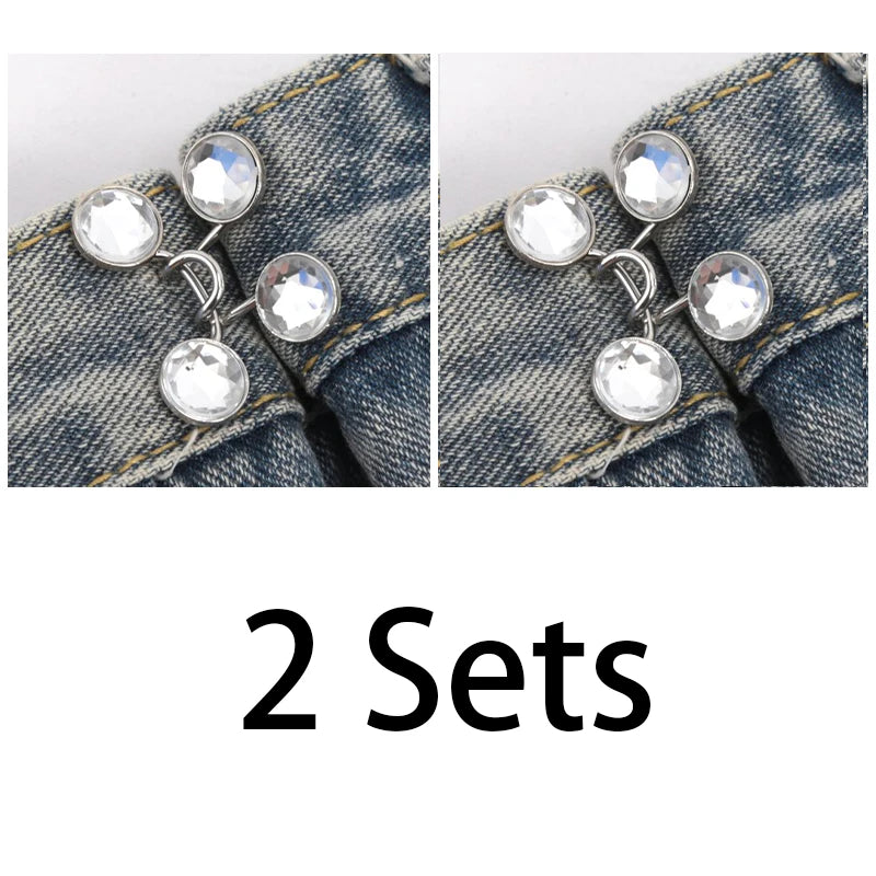 Cute Nail-free Metal Jeans Button Adjustable Waist Buckle Jean Pins Qme A5