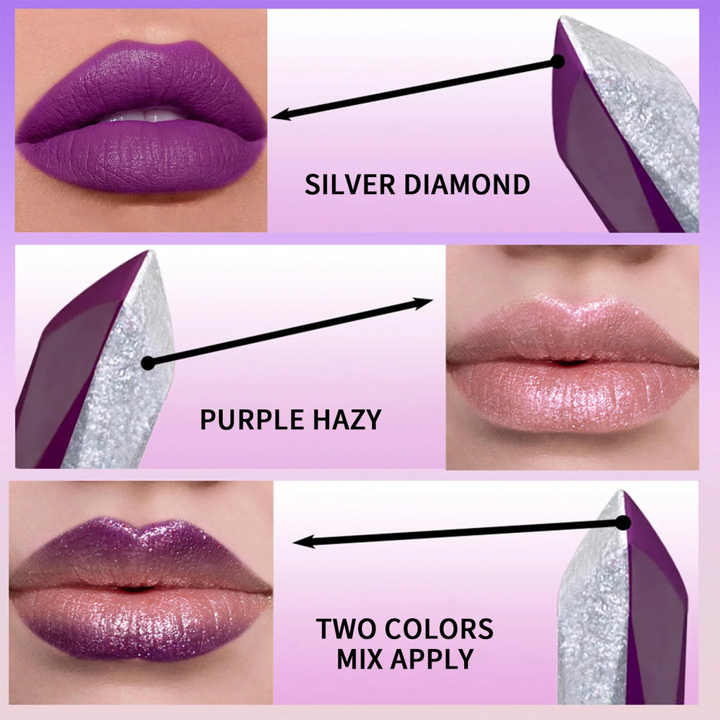 JUJU DREAM Two-tone Lipstick Dual Split Glitter Matte Moisturizing Qme