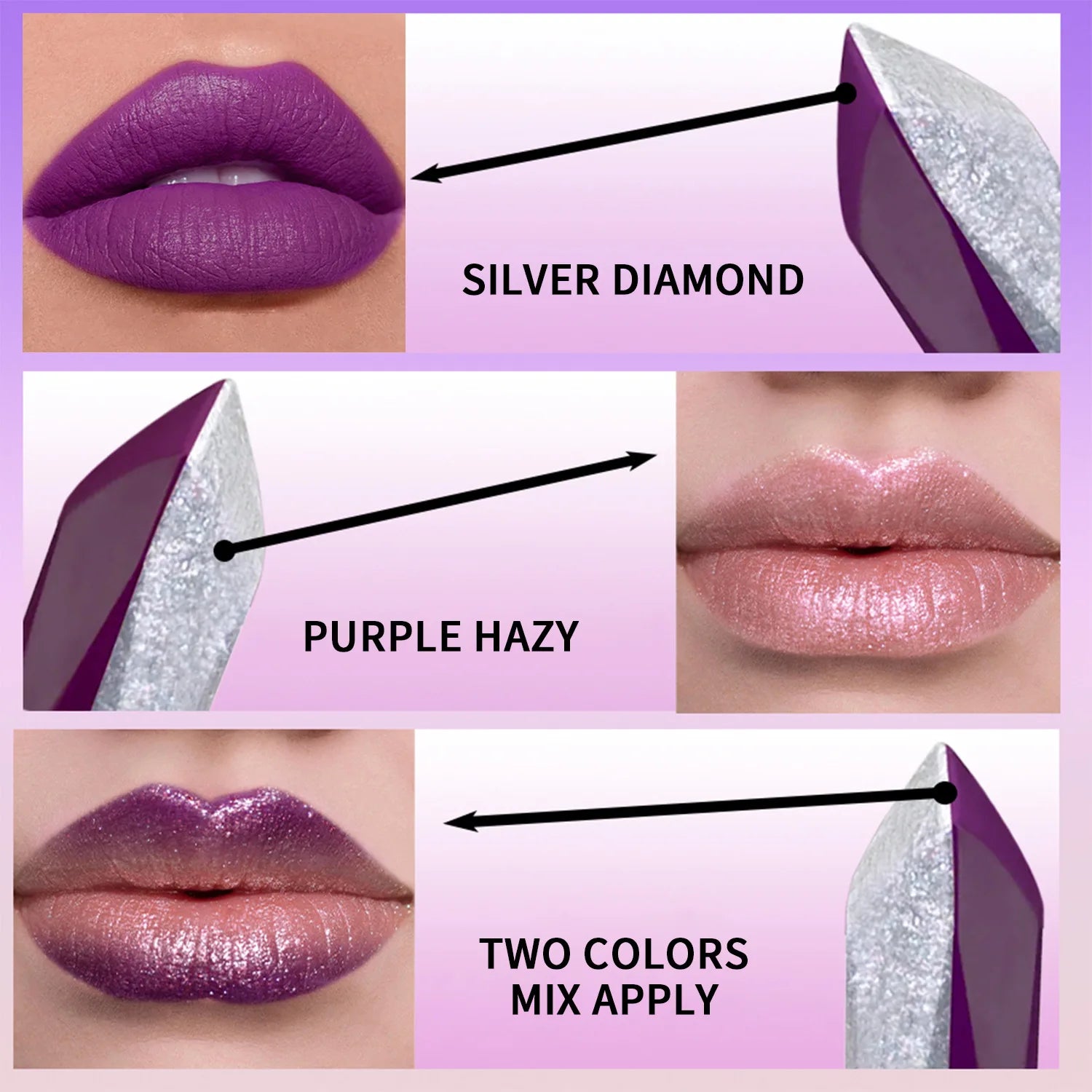 JUJU DREAM Two-tone Lipstick Dual Split Glitter Matte Moisturizing Qme