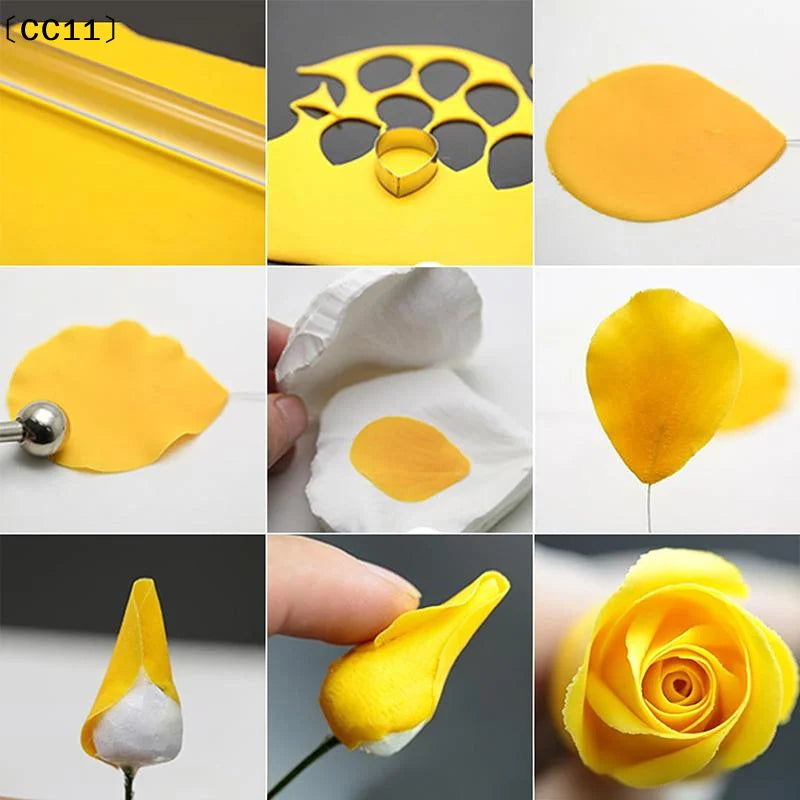 5 Peony Petal Veiner Silicone Mold Stainless Steel Cutter Mould Qme