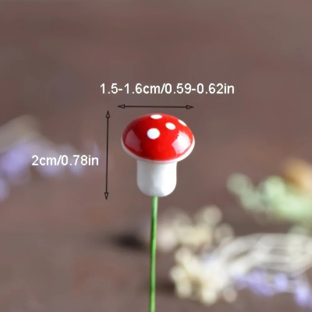 50pcs Mini Mushroom Miniature Model Artificial Garden Fairy Bonsai Flower Pot Decoration Home DIY Miniature Landscape Decoration Qme