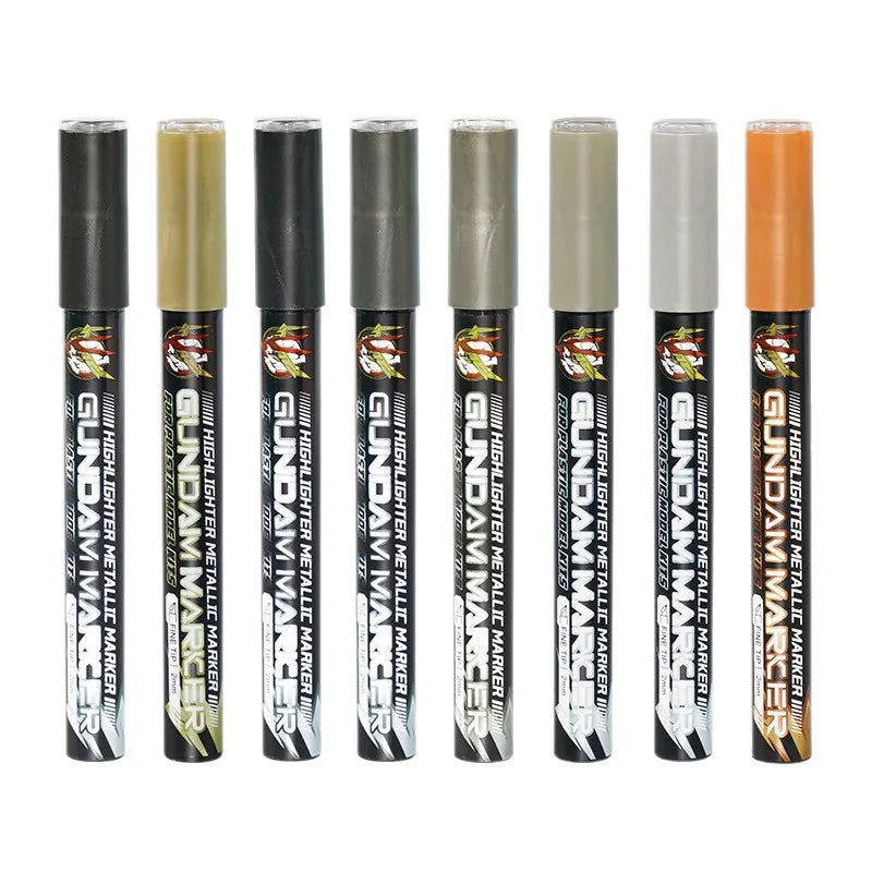 Metallic Reflective Marker Pen Set High Gloss Metallic Paint Pens for Mecha Model Painting DIY Handcraft Decoration Tools Qme