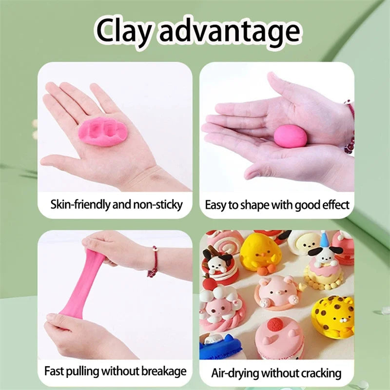 12/24/36 Color Clay Air-dried Clay Set Ultra Light Plastic Clay with Carving Tools DIY Crafts Toy Gifts for Friends Children Qme