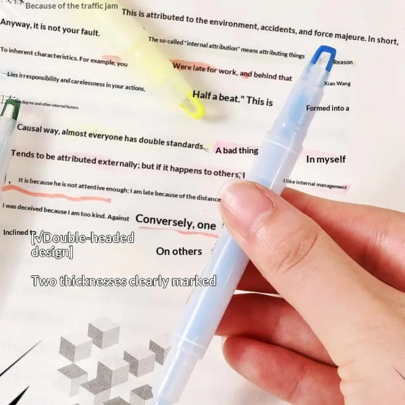 Clear View Highlighter Pens Double Head Soft Light Colors Visible Tip Qme