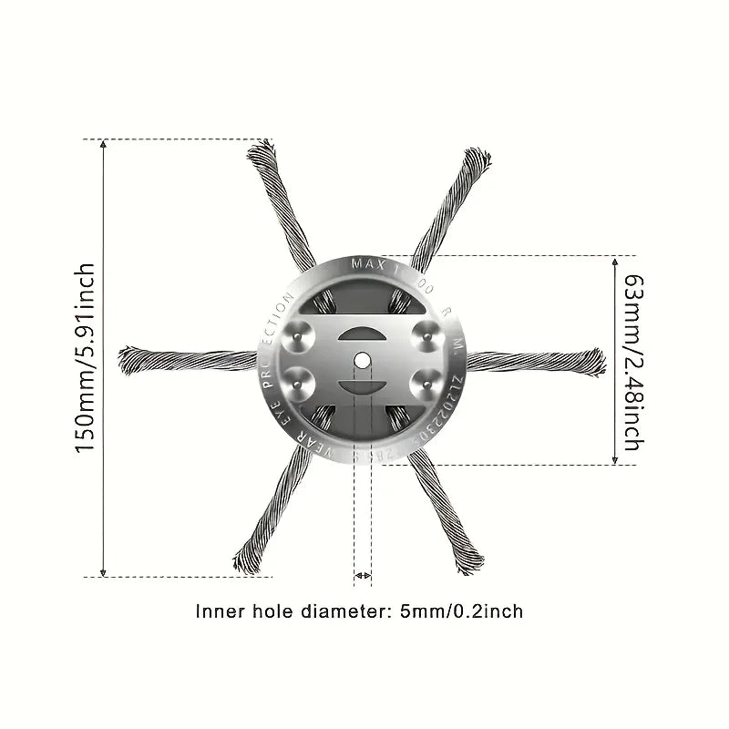 6Inch Steel Wire Wheel Head Grass Trimmer Head Universal Weeding Brush for Courtyard Sidewalk Lawn Brushcutter Removal Moss Rust Qme