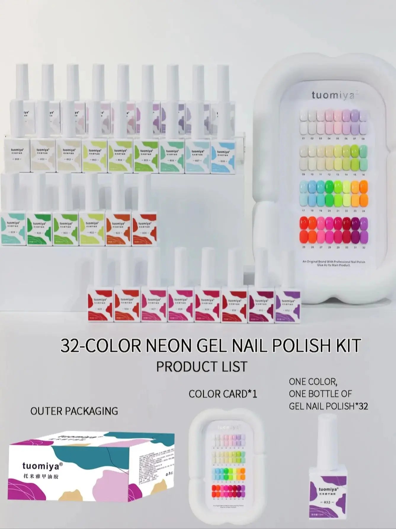 32-Color Dopamine Macaron Nail Polish Gel Chart UV DIY Art Tools Qme 01