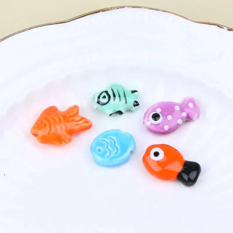 10Pcs Cute Ceramic Fish Beads Handmade Colorful Loose Spacer Beads For Jewelry Making DIY Bracelet Necklace Accessories Qme