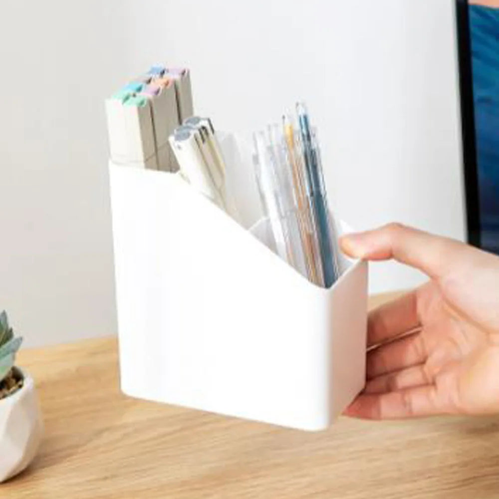 Simple Brush Colored Pen Marker Desktop Stationery Storage Box Multi-functional Three Squares Desktop Sundries Storage Holder Qme
