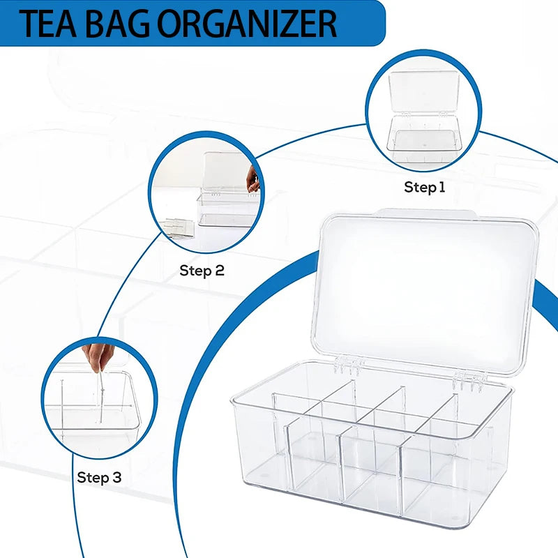 Clear Compartment Storage Box Bag Container Coffee Organizer Display Qme