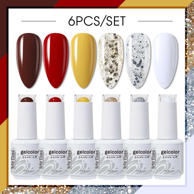 Arte Clavo Glitter Semi Permanent Nail Art LED UV Gel Polish Sparkly