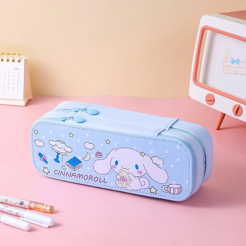 Hello Kitty Kuromi Double-Layer Large-Capacity Pencil Case Pencil Case Melody Student Cartoon Stationery Box & Storage Case Qme 3