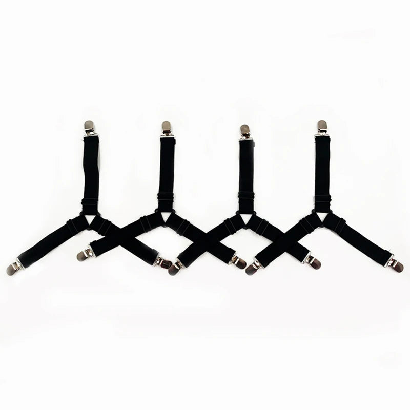 Home Organizer Mattress Cover Clips Bed Sheet Clip Elastic Straps Qme black