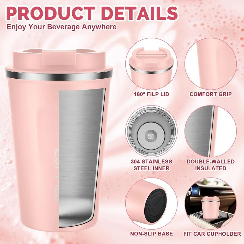 Stainless Steel Travel Coffee Mug Leak Proof Thermal Cup Vacuum Qme