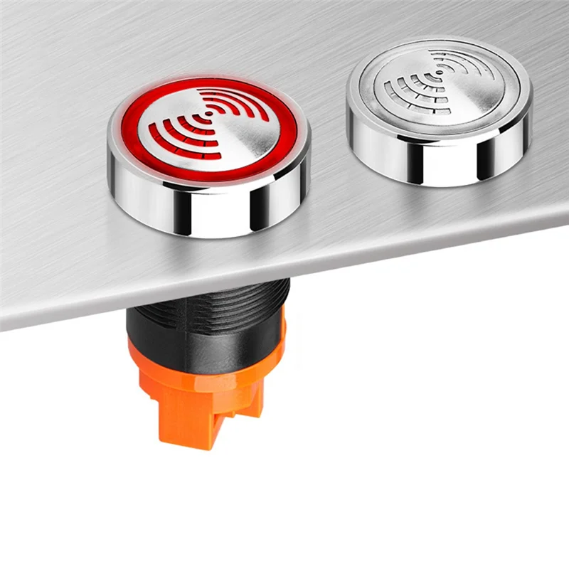 A02F-22Mm Red Flashing High Decibel Waterproof IP65 Buzzer Brass Chrome Plating LED Buzzer Intermittent Flash Qme