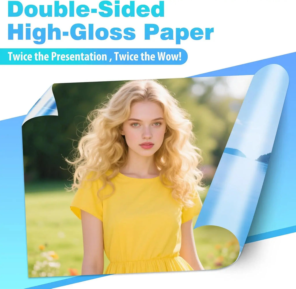 4R Double Sided Glossy Photo Paper , 200GSM/54LB Inkjet Printer Paper 4 x 6"Glossy for Crafting, Chip Bags, Calendars, Menus Qme