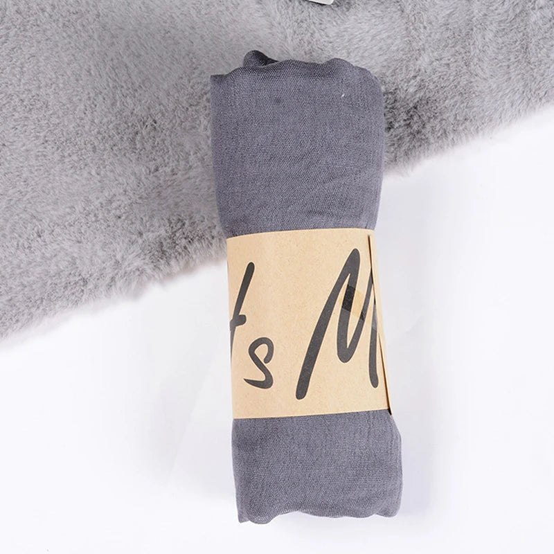 Women Native Windproof Scarf Shawls Wraps Solid Cotton Warm Scarves Qme Dark gray