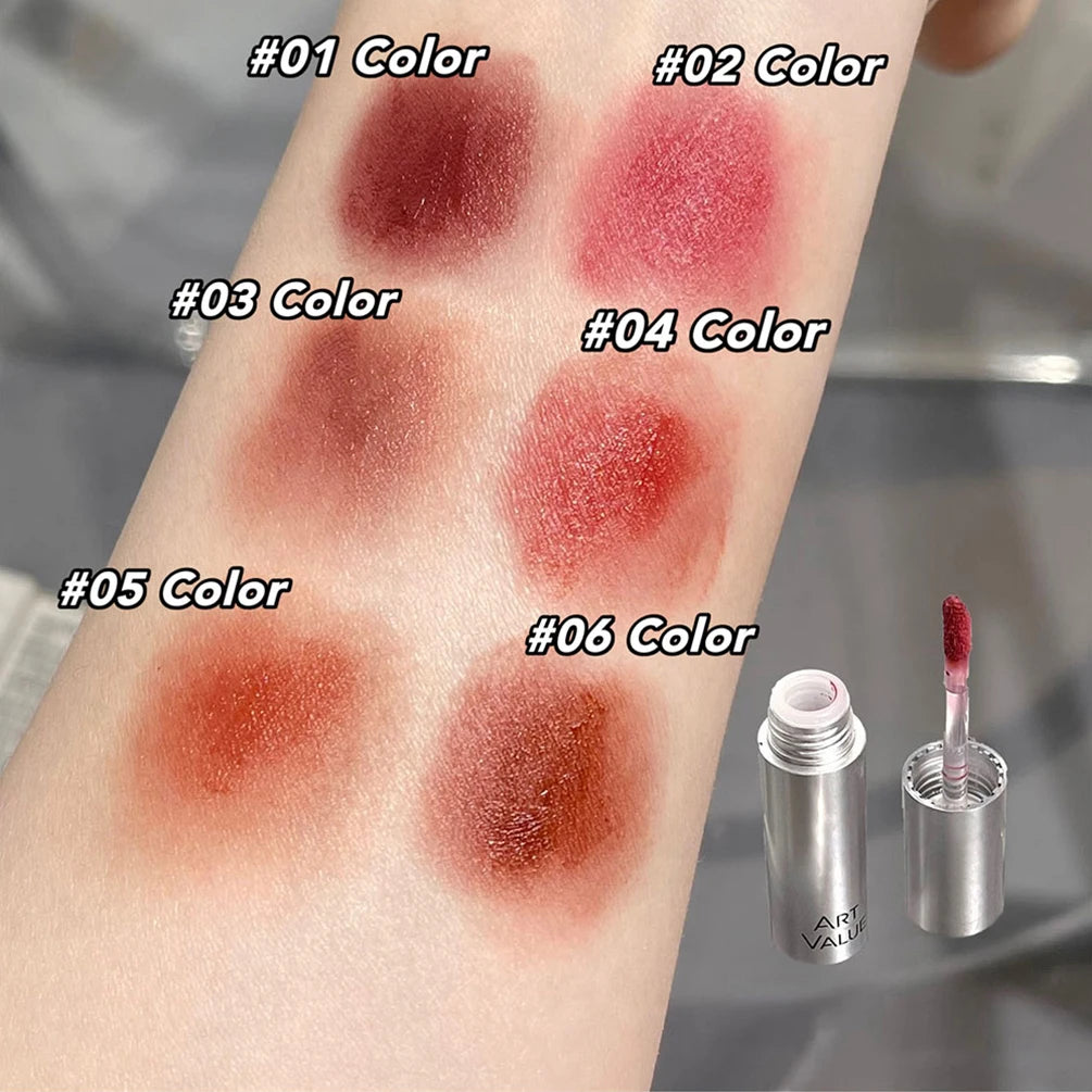Silver Tube Lip Gloss 6 Colors Nude Matte Lipstick Waterproof Long Lasting Women Red Lip Tint Mud Velvet Lip Glaze Cosmetics Qme