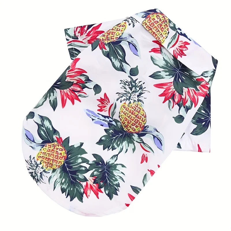 Dog shirt Hawaii pet vest summer beach clothing, pet T-shirt vest clothing suitable for small and large cats and dogs Qme WHITE XXXL