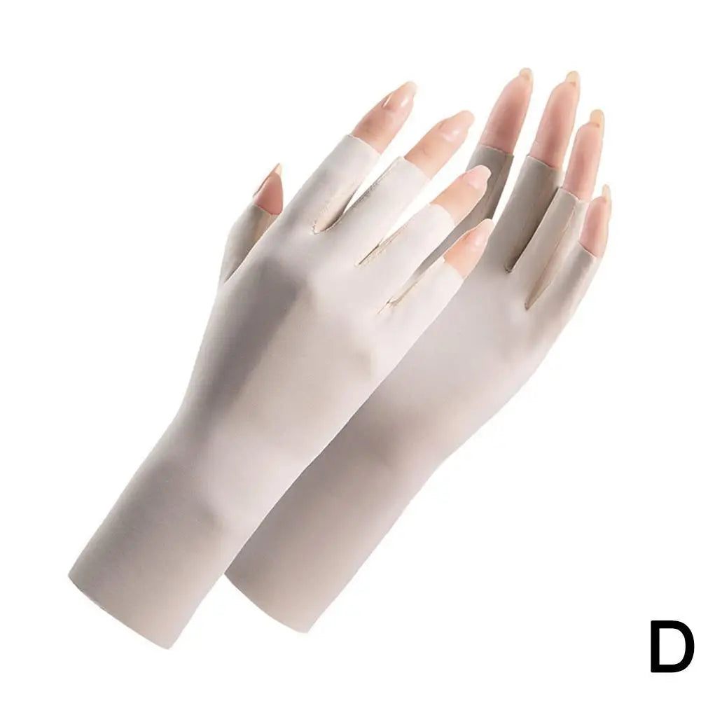 1 Pairs Sunscreen Gloves For Women Nail Art Gel UV LED Lamp Tool Nail Art Glove UV Protection Gloves Protecter Gloves Qme beige