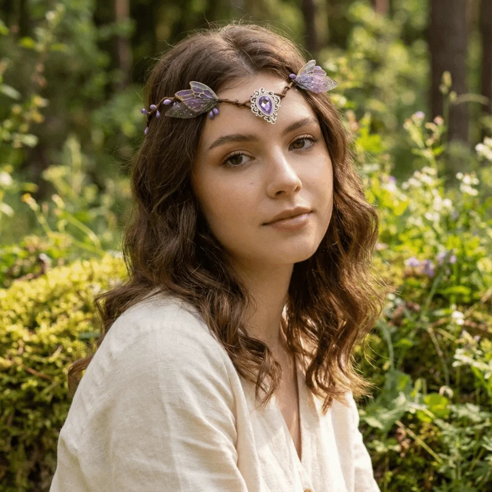 Flower Vine Elven Crown Fantasy Diadem Elf Tiara Simulate Tree Leaves Qme